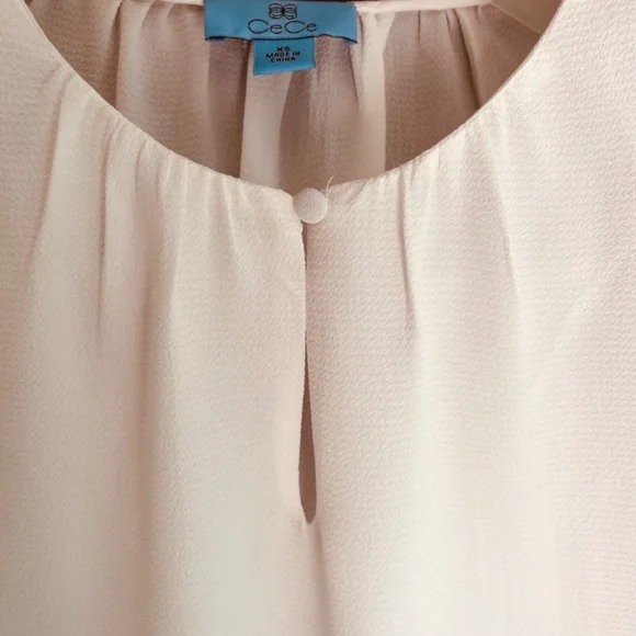 CeCe Women's Drop Shoulder Wide Neck Ruched Blouse Color: New Ivory Size XS - Picture 6 of 16